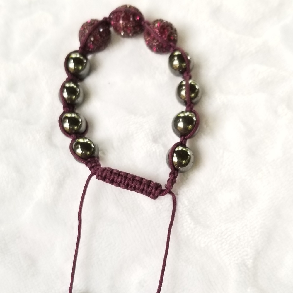 VTG Hematite & Purple crystal rhinestone Bracelet